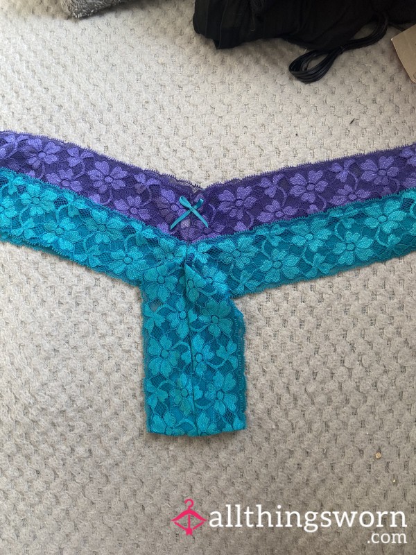 Blue And Purple Lace Thongs