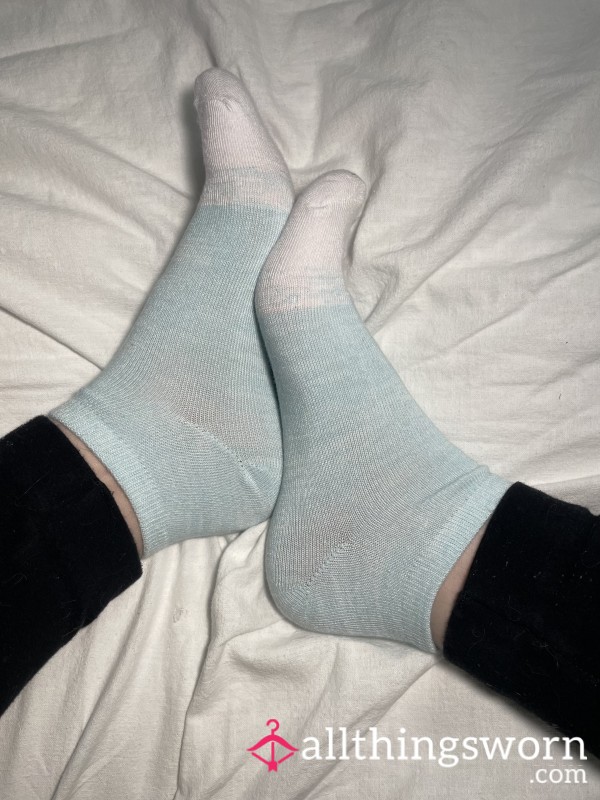 Blue And White Ankle Socks