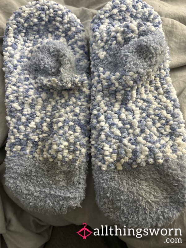 Blue And White Cozy Socks