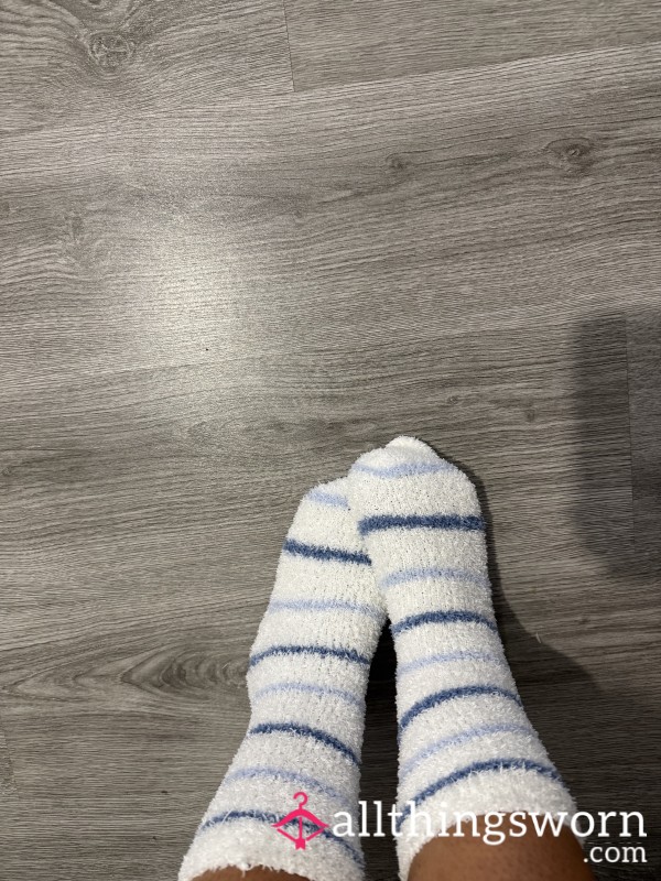 Blue And White Fluffy Socks 🧦
