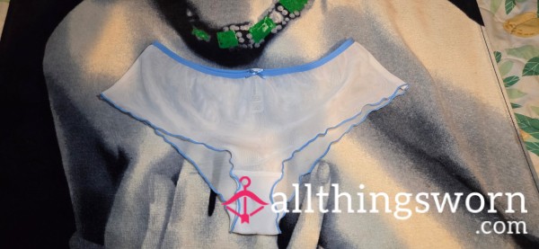 Blue And White Lace Panties