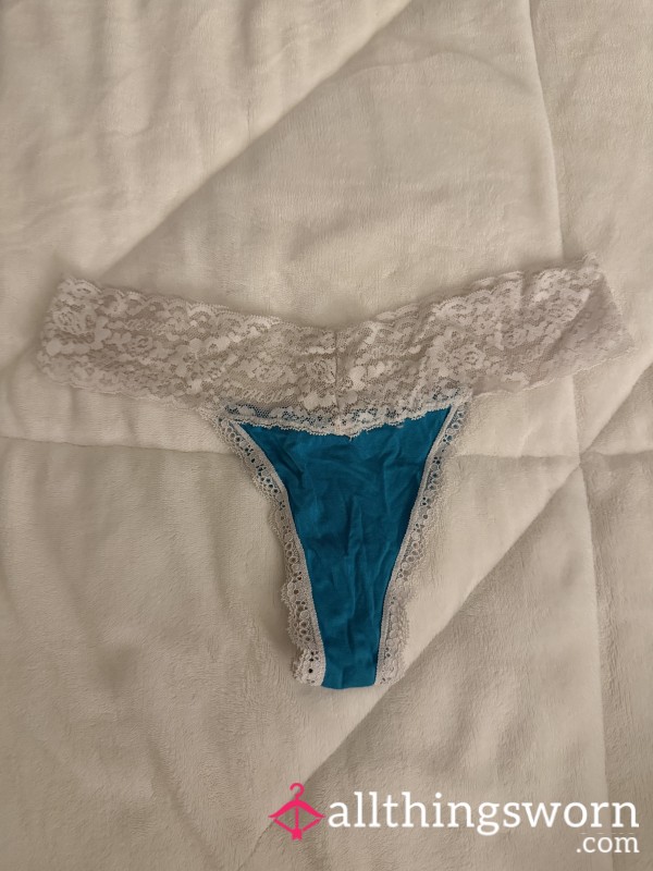 Blue And White Lace Thong