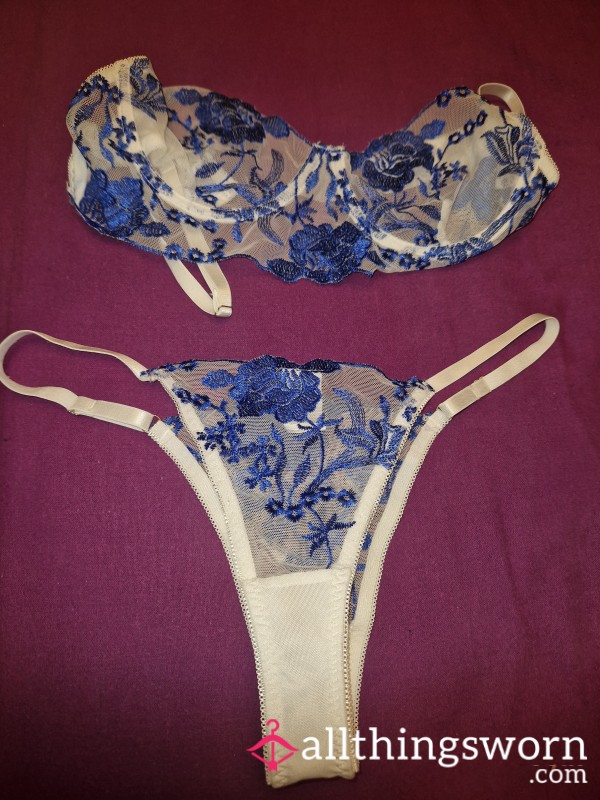 Blue And White Lingerie Set