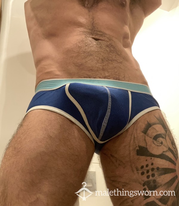 Blue And White Mesh Brief