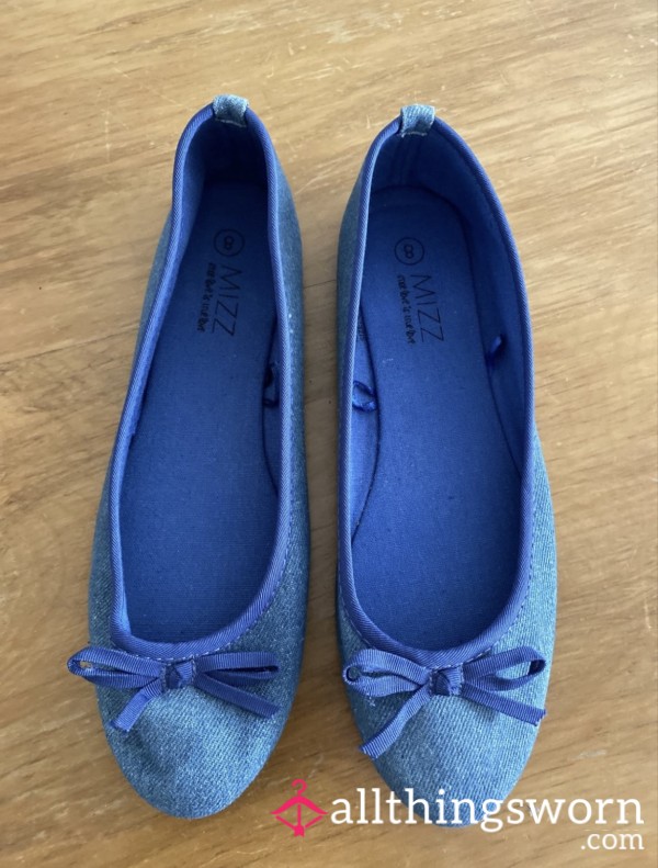 Blue Ballet Flats Worn And Loved