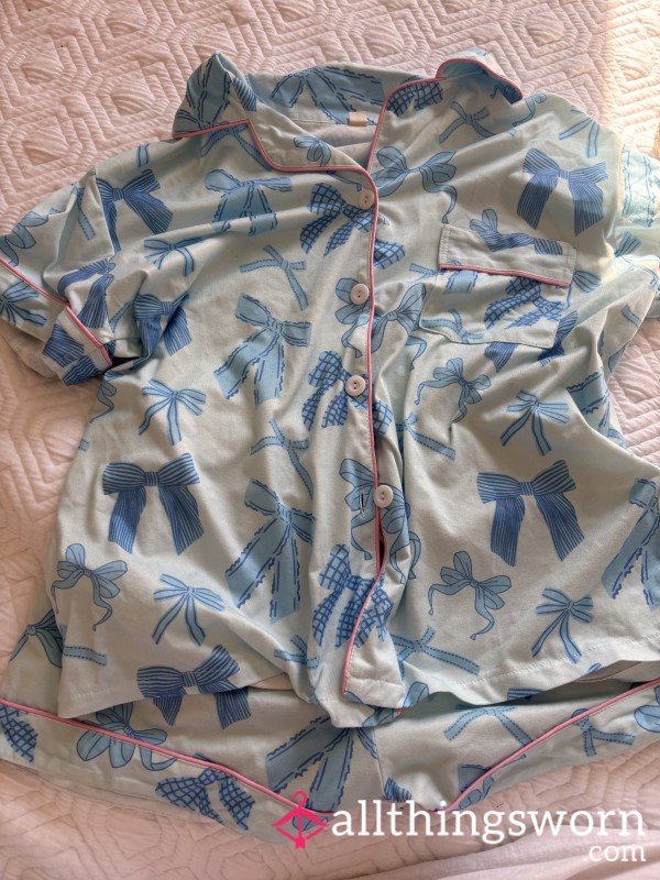 Blue Bow Worn Pyjamas