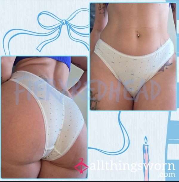 Blue Bows White Scrunch Bu*t Cheekys