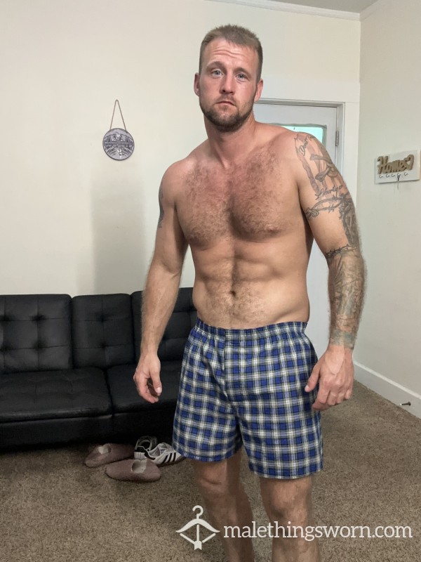 Blue Boxers. Hanes
