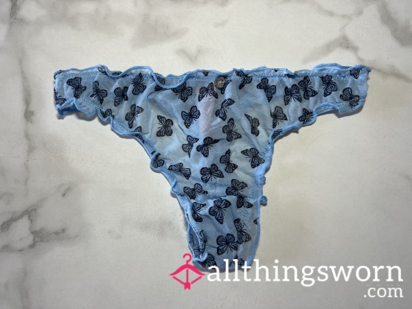 Blue Bu*terfly Ruched Ruffle Panty