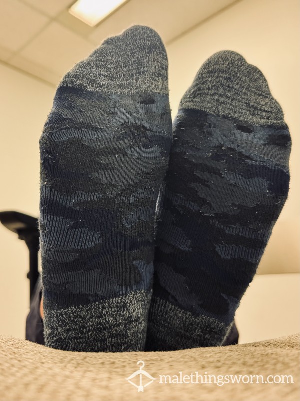 Blue Camo No Show Socks