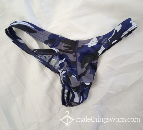 Blue Camo Thong