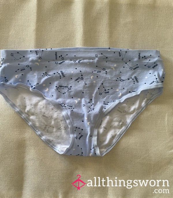 Small Blue Cotton Astrology Bikini Panties