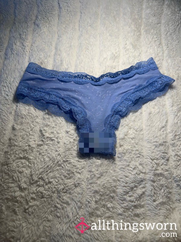 💙 Blue Cotton + Lace Victorias Swcret Cheekster Panties 💙  SALE $13