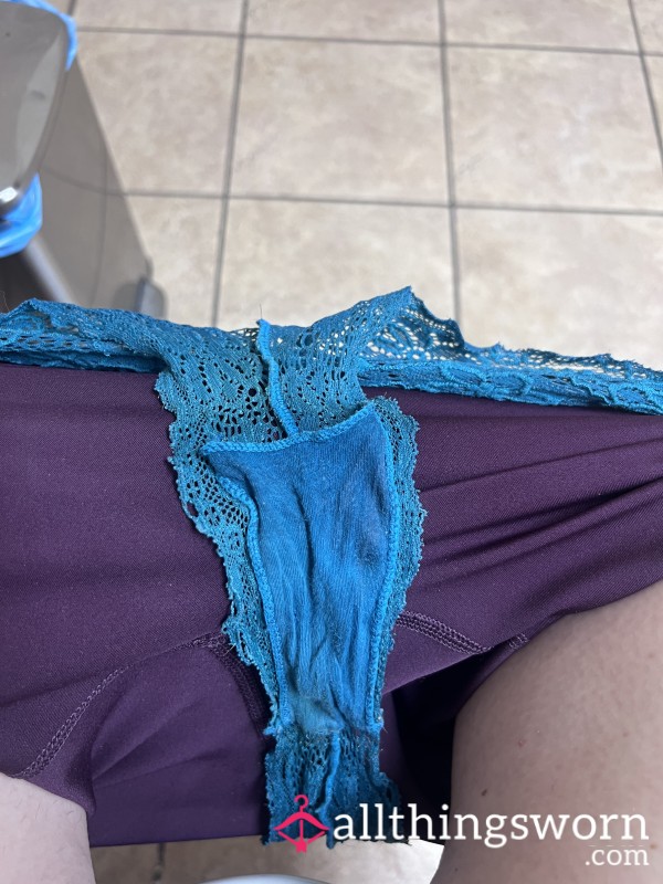 Blue Cotton Lace Work Panties