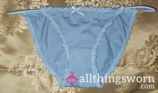 Blue Cotton String Bikini Panties
