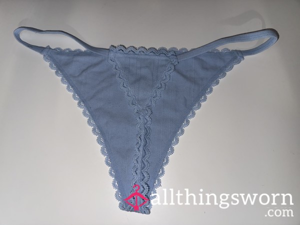 BLUE COTTON THONG - 24 HOUR WEAR PANTIES THONGS💦💗
