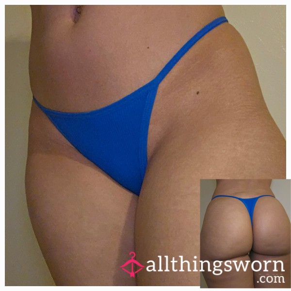 Blue Cotton Thong