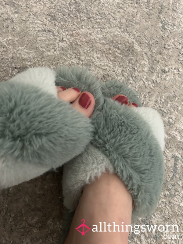 Blue Cross Fluffy Slippers
