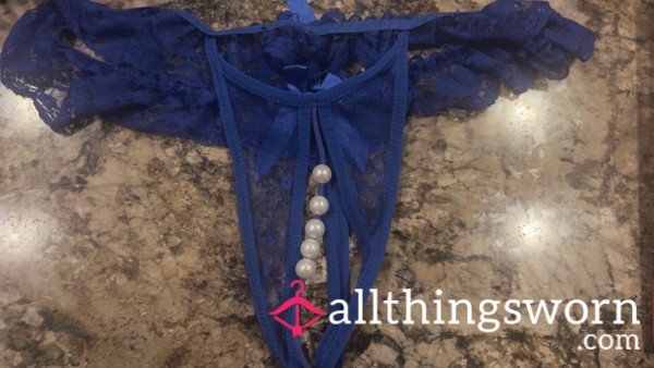 Blue Crotchless Panties