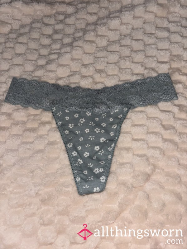 Blue Daisy Cotton Thong