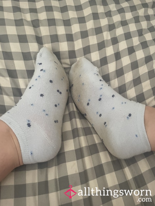 Blue Flor*l Ankle Socks