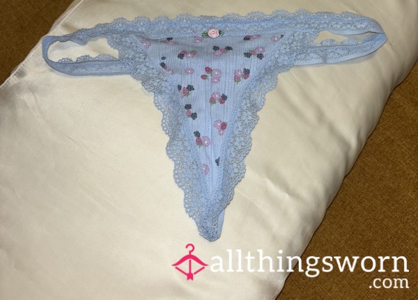 Blue Flor*l Lace G-string
