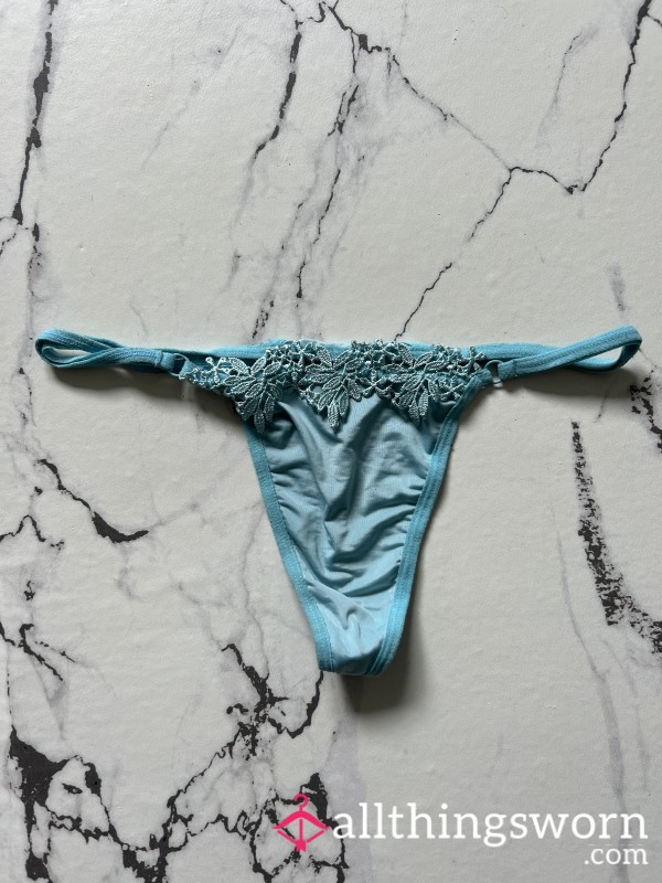 Blue Flor*l Trim Thong