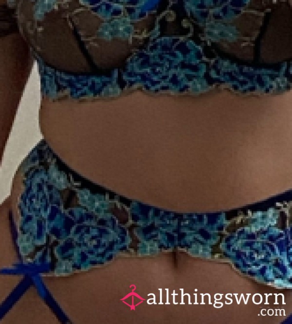 Blue Flower Lace Set