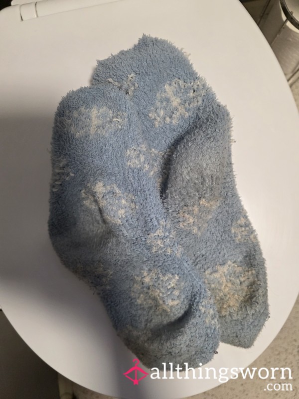 Blue Fluffy Bed Socks