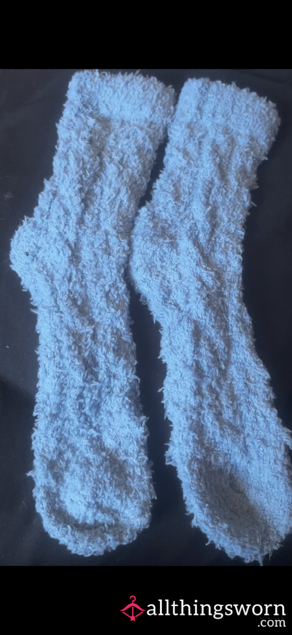 Blue Fluffy Socks – Cozy, Worn & Strongly Scented 💙✨
