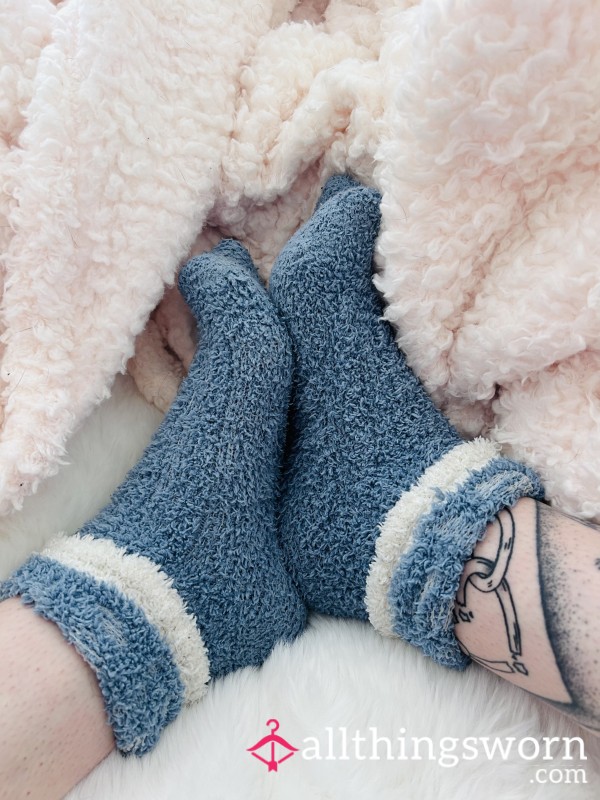 Blue Fuzzy Socks – Worn Just For You