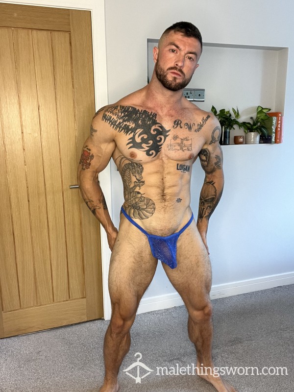 Blue Glitter Thong