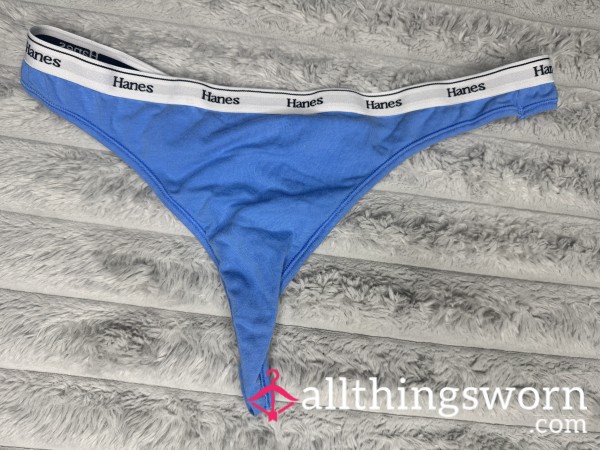 Blue Hanes Cottom Thong