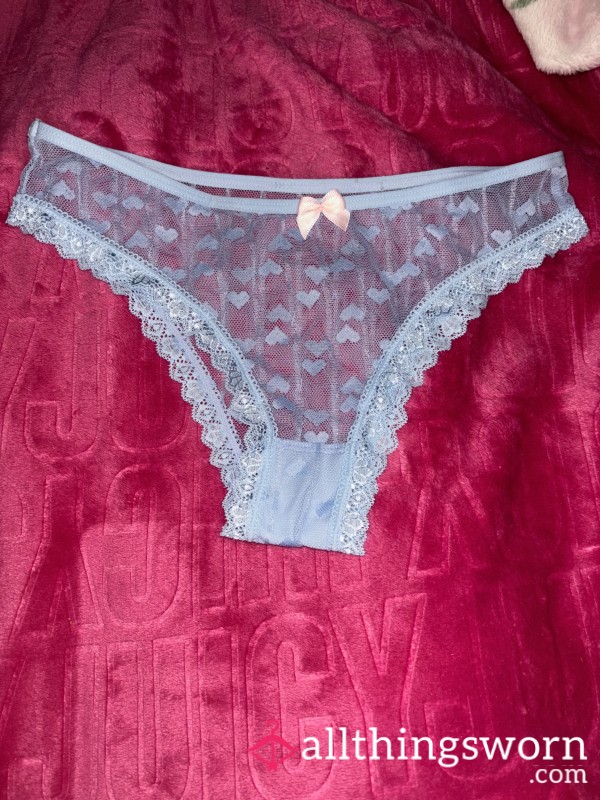 Blue Heart Lace Bikini/cheeky Panties