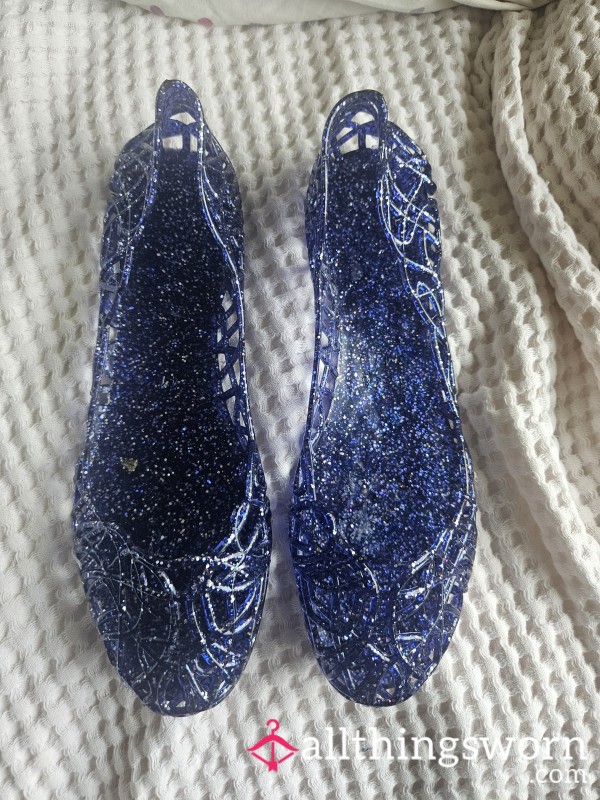 Blue Jelly Shoes Size 9.5 Dirty