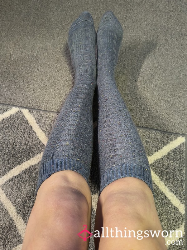 Blue Knee High Boot Socks