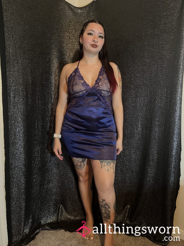 Blue Lace Lingerie Slip