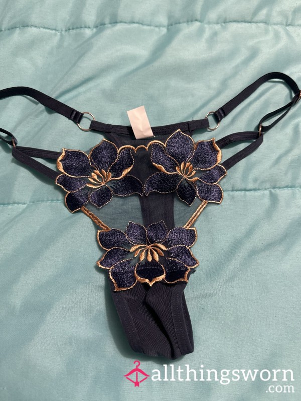 Blue Lace Lotus Flower Thong