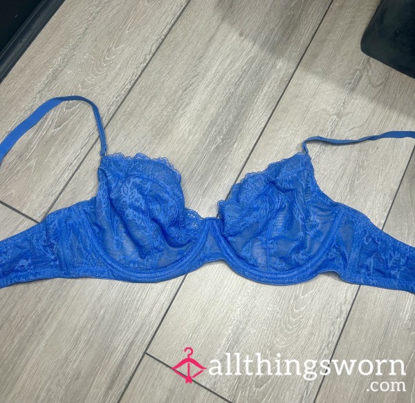 Blue Lace (non Padded) Bra 34F