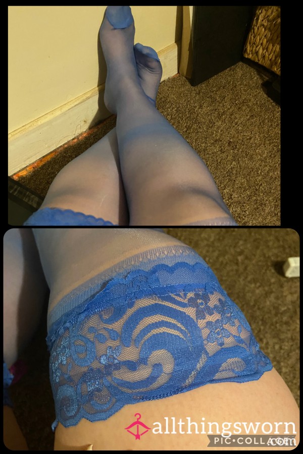 Blue Lace Sheer Stockings