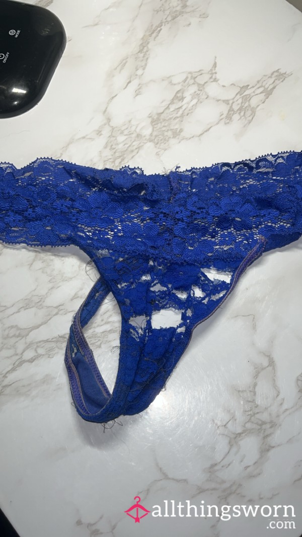 Blue Lace Thong