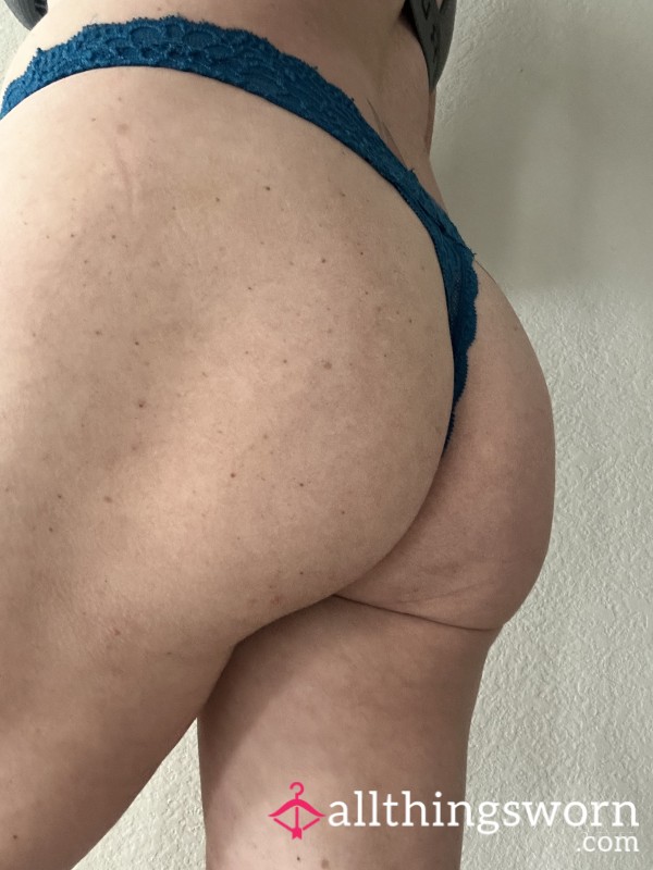 Blue Lace Thong