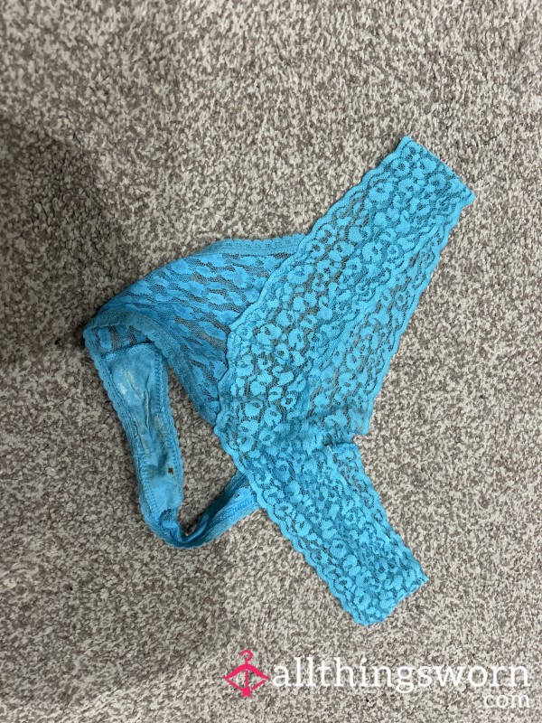 Blue Lace Thong