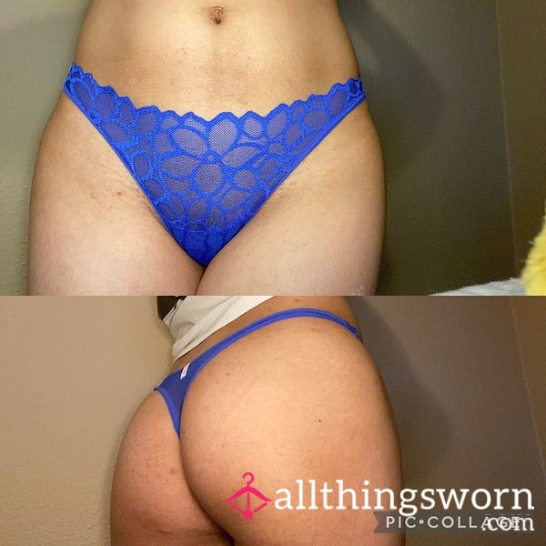 Blue Lace Thong