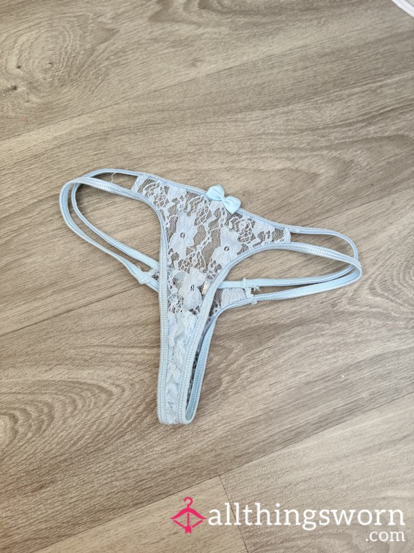 Blue Lace Thong