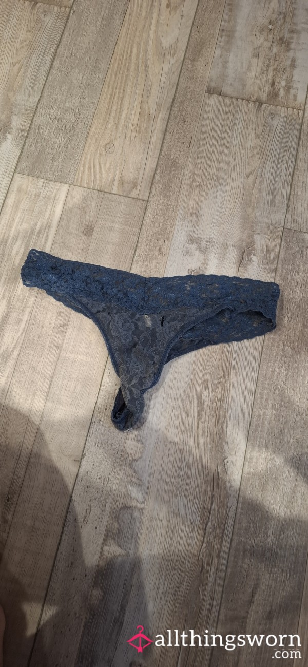 Blue Lace Thong