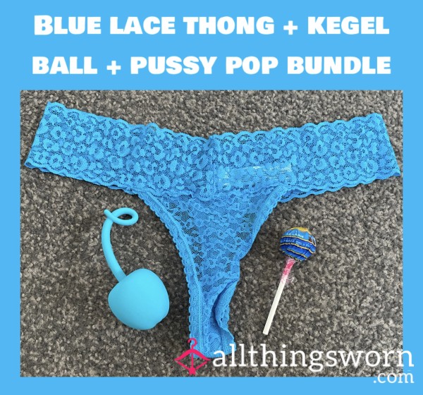 Blue Lace Thong + Kegel Ball + Pu**y Pop Bundle💦