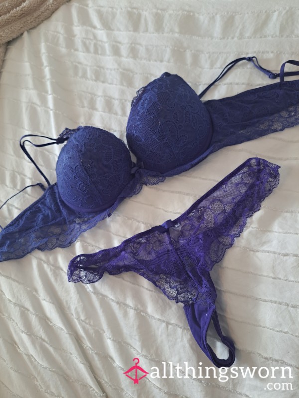 Blue Lace Underwear Set
