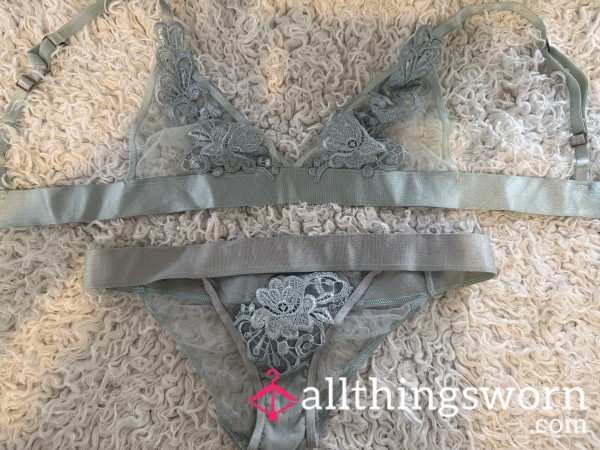 Blue Lace Underwear Set