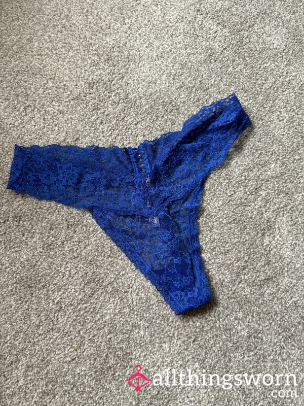 Blue Lacey Thong